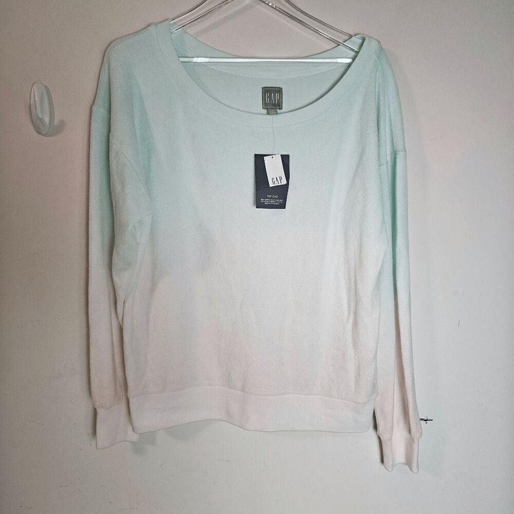 GAP Tie Dye Ombre Terrycloth Towel Cherry Crewneck Sweatshirt 688237 NWT Women's